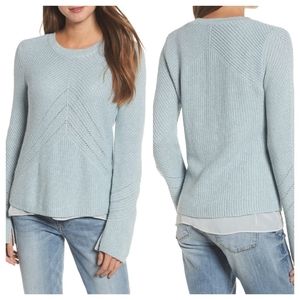 Lucky Brand Womens Blue Apri Nico Pullover Sweater Cashmere Wool Cotton Large